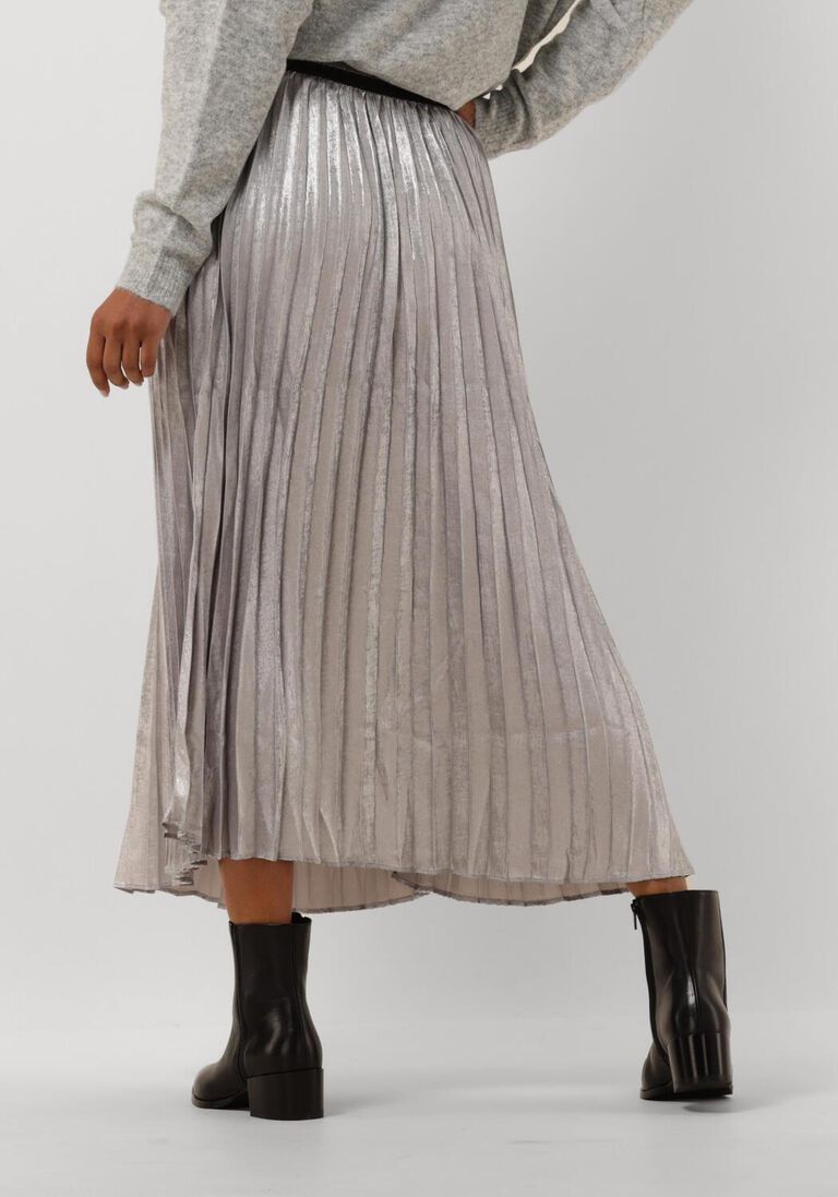 witte summum midirok pleated skirt lamee metallic