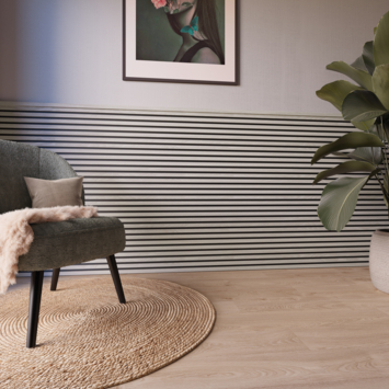 Kleurstaal lattenwand Decowall Acoustic grijs eiken 18x30 cm