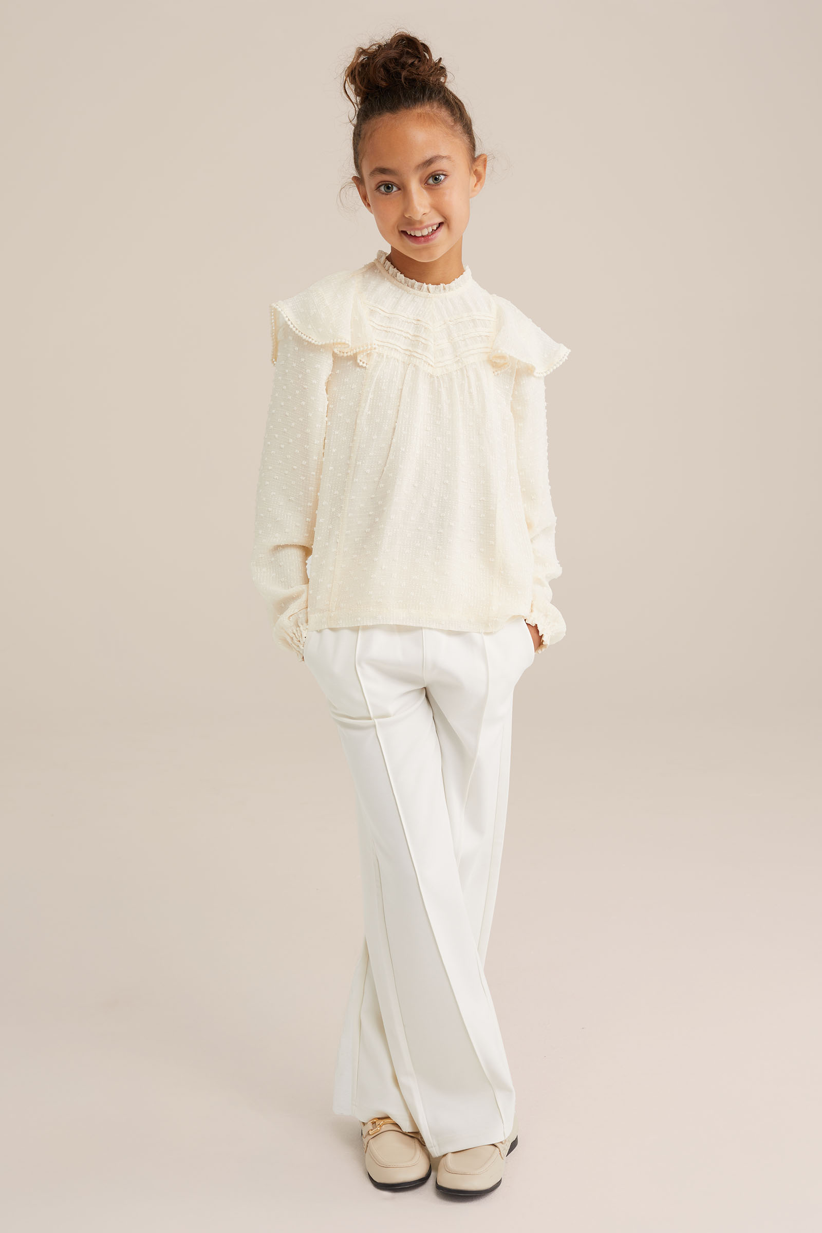Meisjes blouse met glittergaren WE Fashion Witgoud
