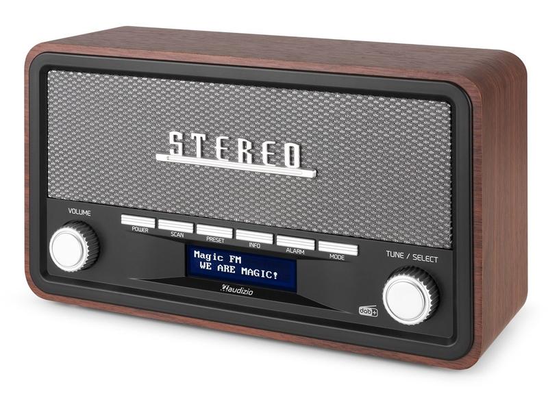 Audizio DAB  Radio Foggia Grau Digitalradio im Retro-Design mit Stereo-Lautsprechersystem und Senderspeicherung