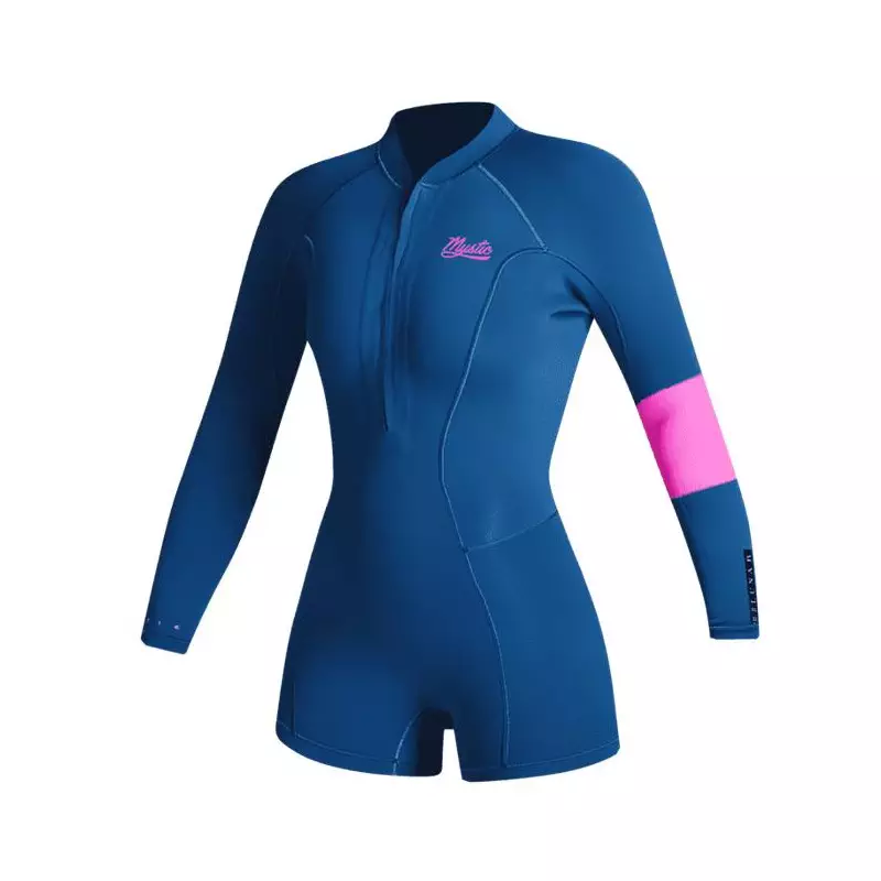 Combinaison shorty femme MYSTIC Lunar Longarm 2/2mm Frontzip Summer Blue