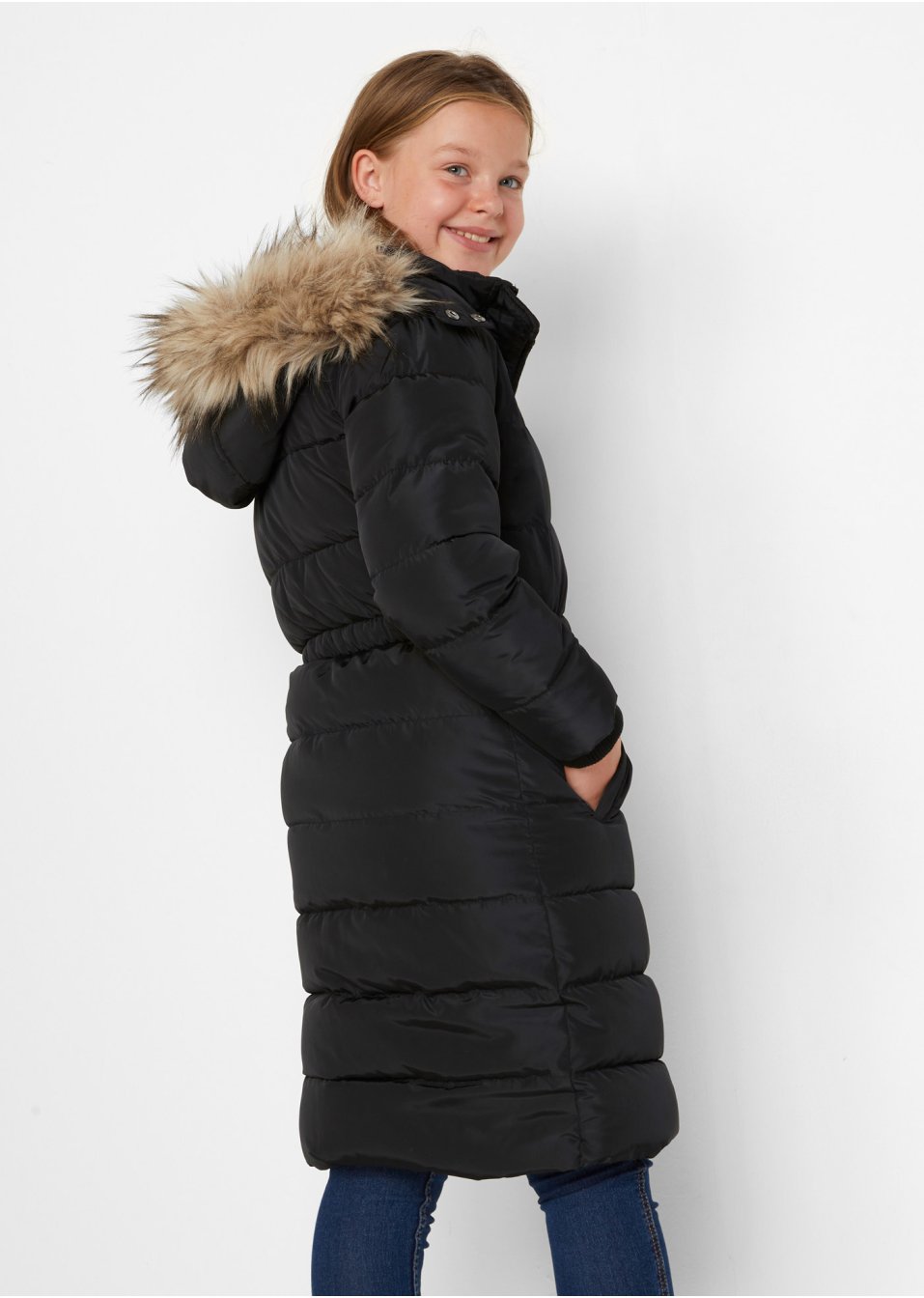 Manteau fille rembourré avec capuche amovible