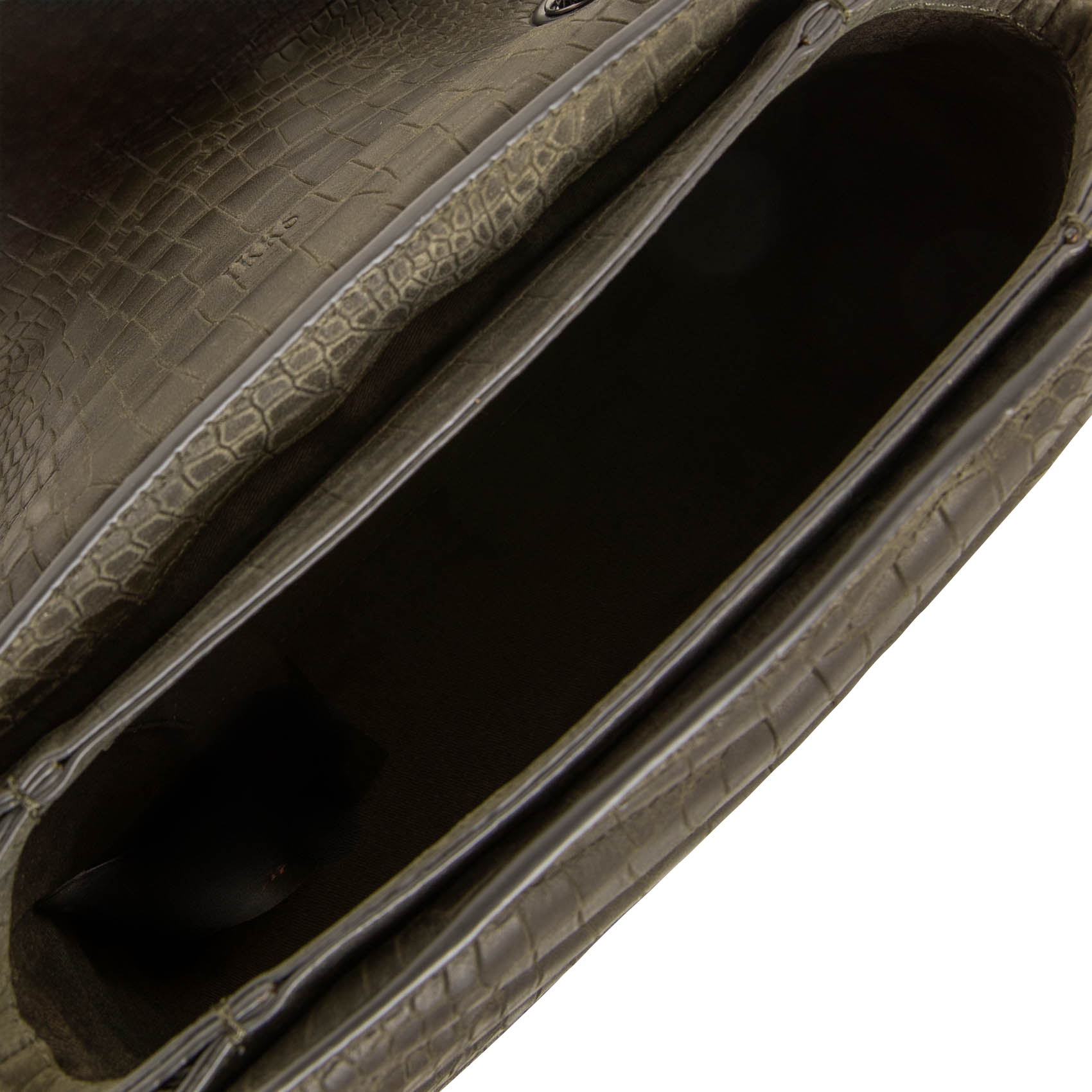 THE ONE - Sac taille M effet croco usé en cuir | Kaki