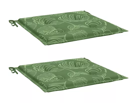 Coussins de chaise lot de 2 motif de feuilles 40x40x3 cm tissu