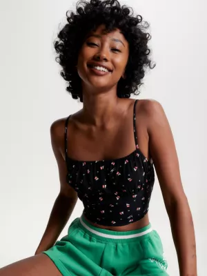 Top cropped com estampa geométrica delicada