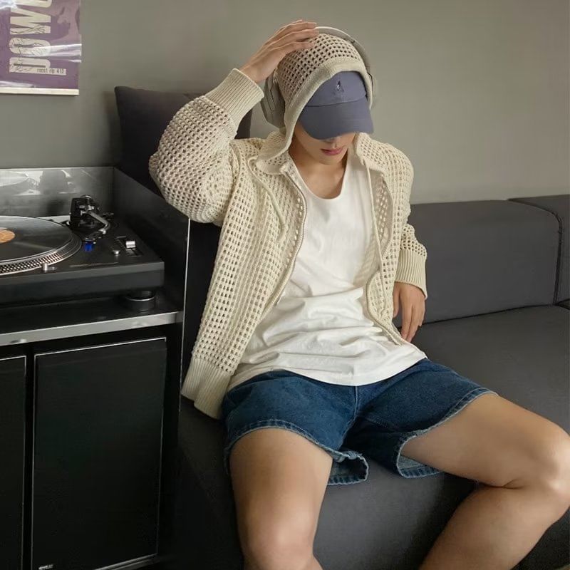 Dukakis - Geperforeerde cardigan met capuchon