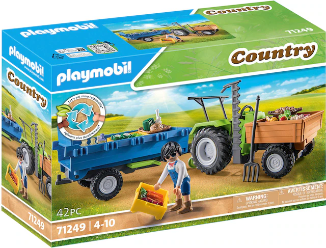 Playmobil® Konstruktions-Spielset »Traktor mit Hänger (71249), Country« teilweise aus recyceltem Material; Made in Germany
