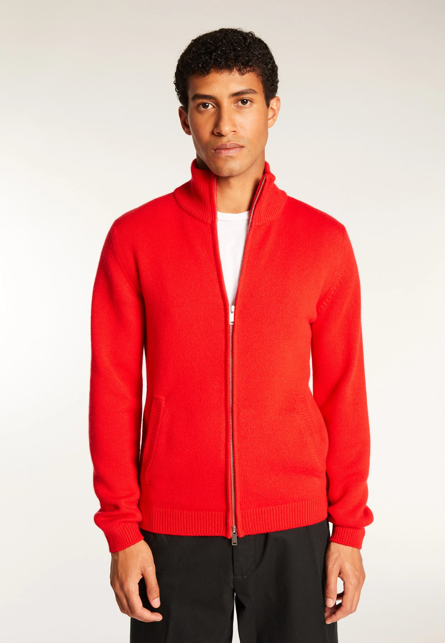 ELYSÉE DUO - Gilet zippé en cachemire 6 fils | Rouge