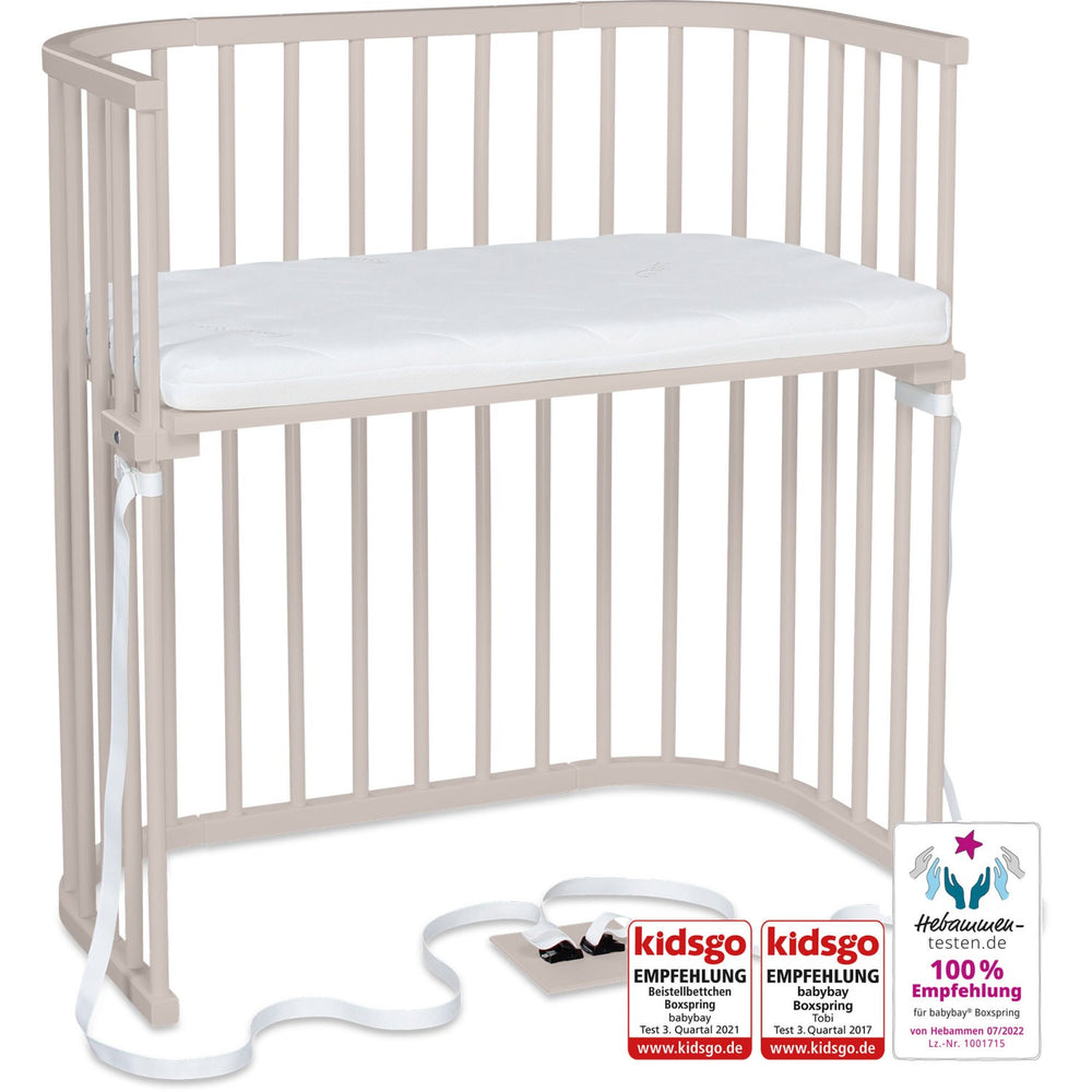 Køb babybay® Bedside Crib Beige Varnished Boxspring Co-Sleeper Babyseng