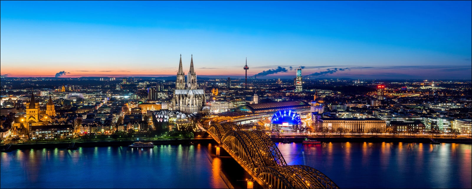 PRO ART Glas Art Bild KÖLN BEI NACHT 50 x 125 cm Floatglas
