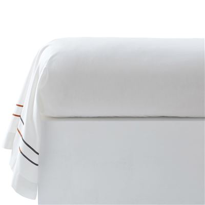 Linge de lit percale broderie bicolore - BECQUET CRÉATION