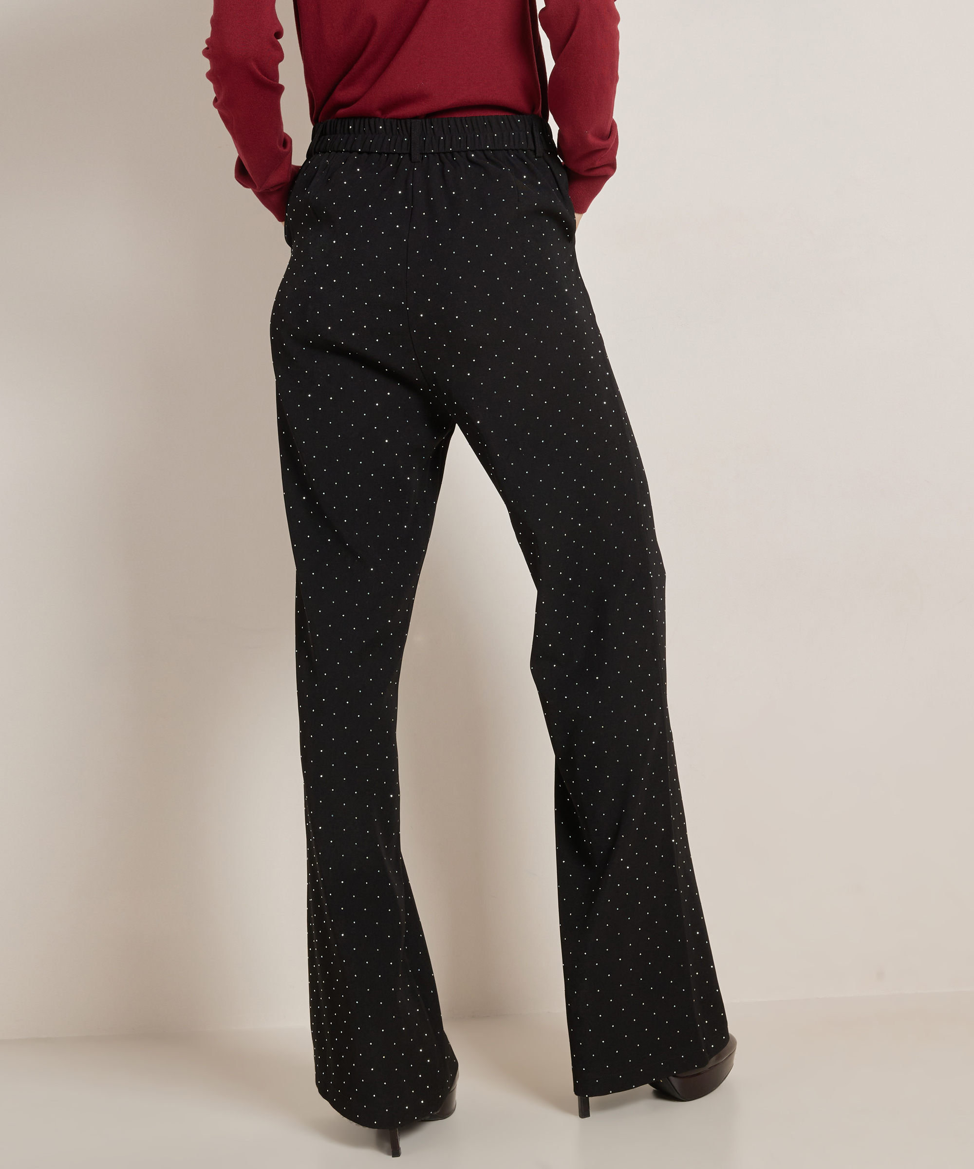 flared fit broek glitterstuds