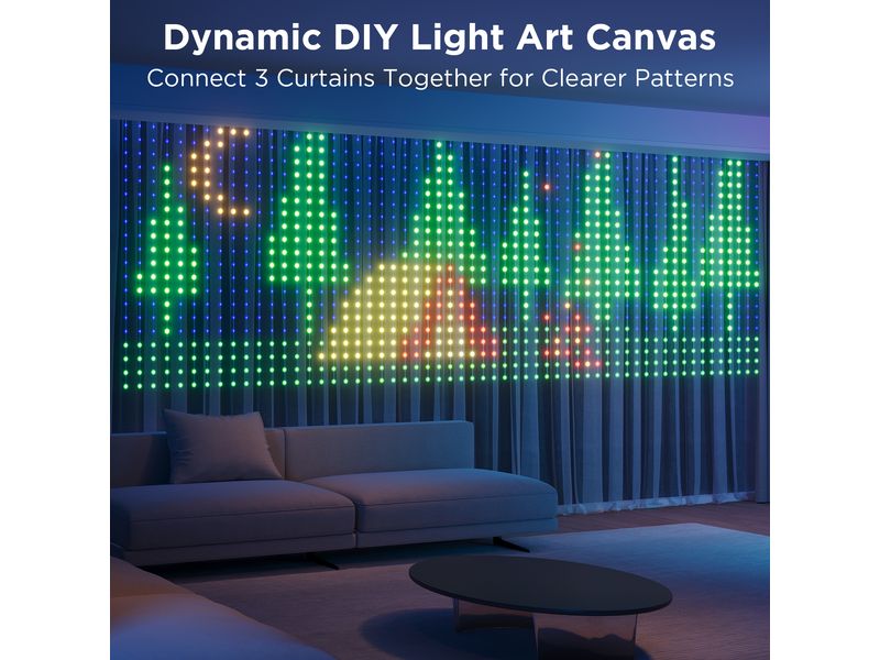 Govee LED-Stripe Curtain Lights RGBIC, 25 Watt, 1.5 x 1.5m LED Deco Lichter
