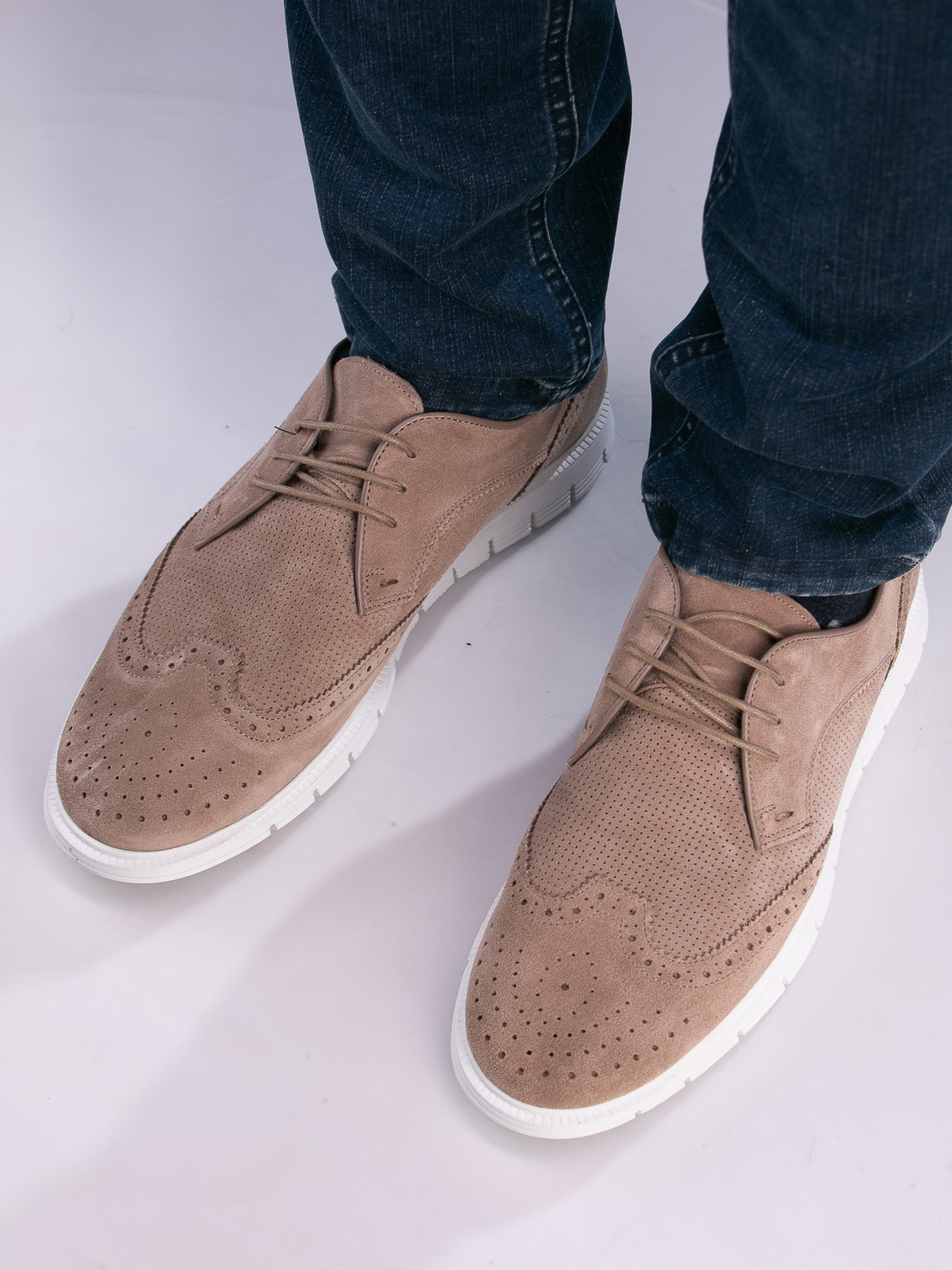 Gregers - Sport Brogue Suede Light Brown - Trapes Sko