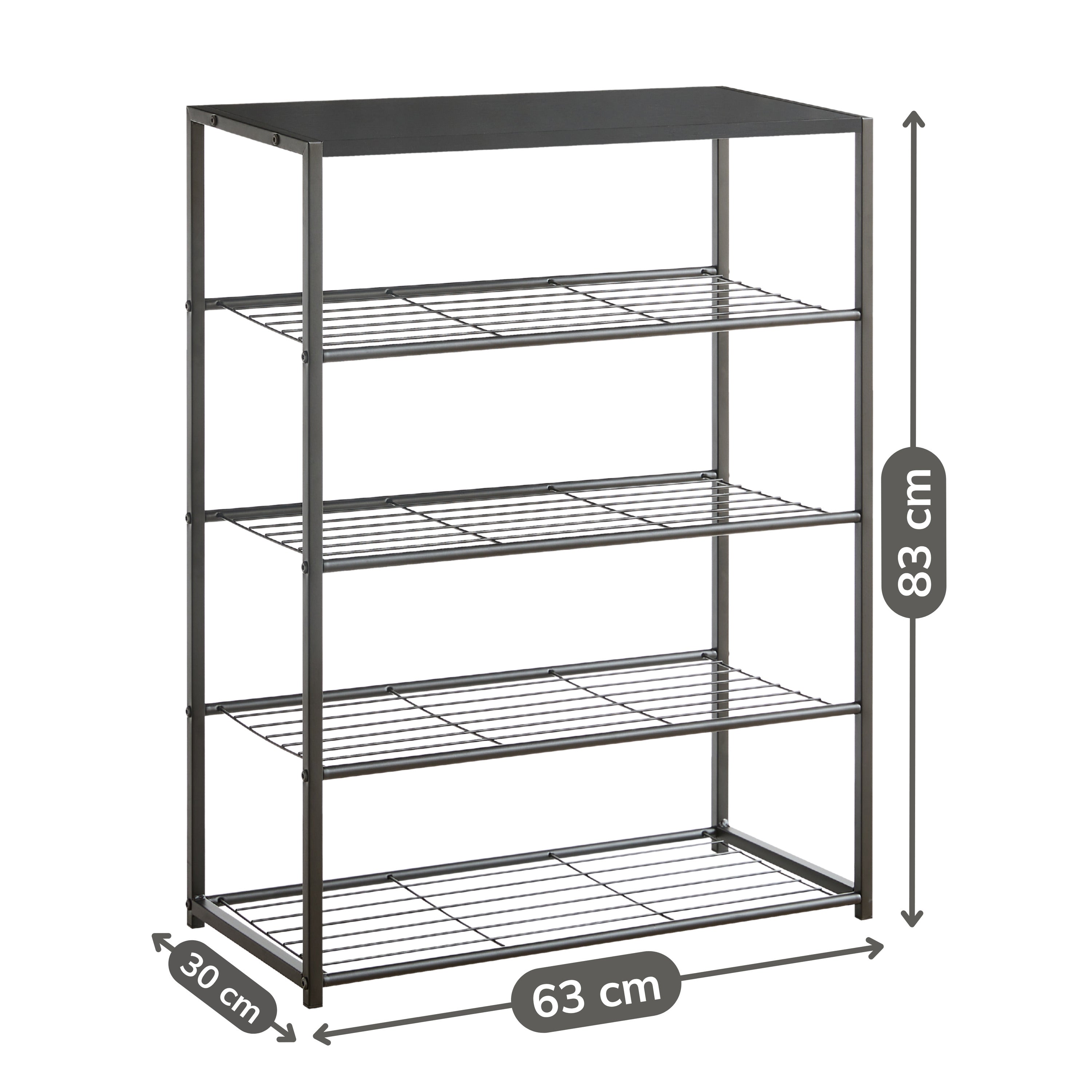 Acaza Schoenenrek - 12 Ã  15 Paar Schoenen - Houten Plank - Zwart