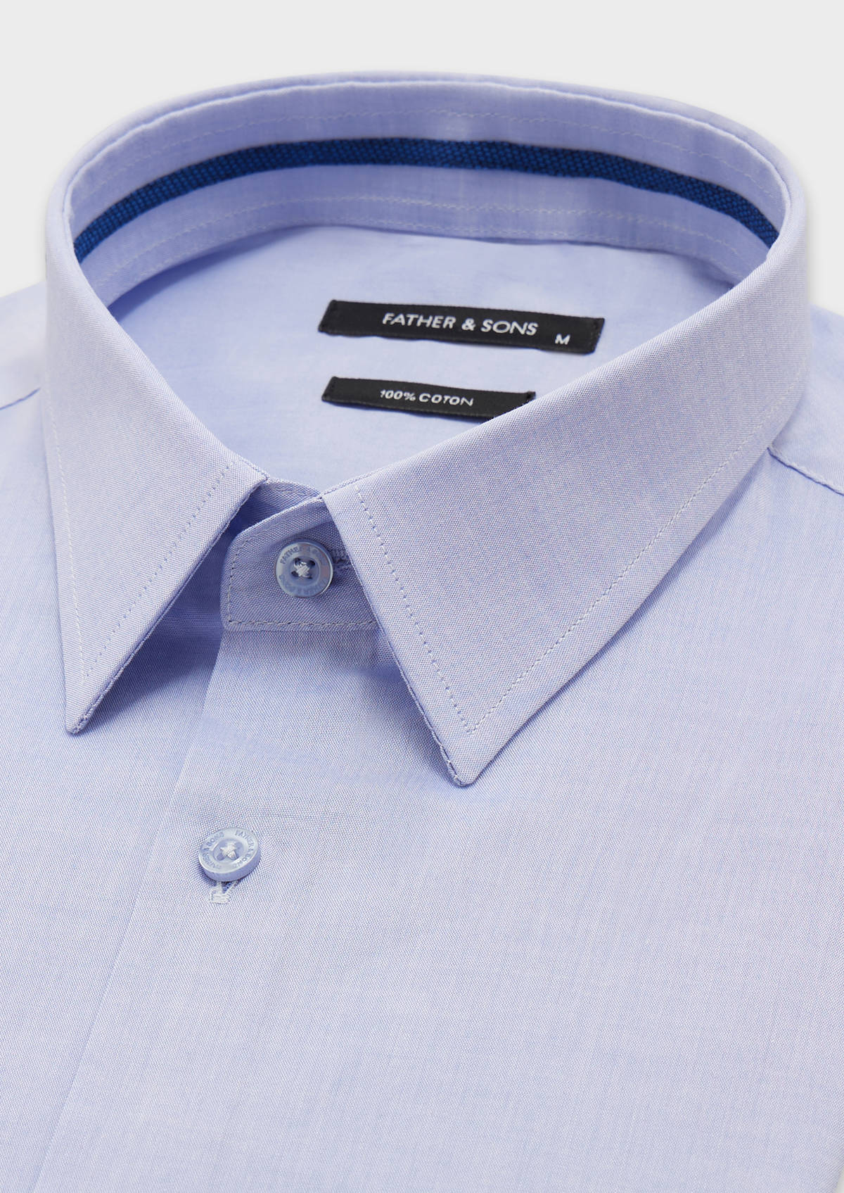 Chemise habillée Slim en popeline de coton uni bleu chambray