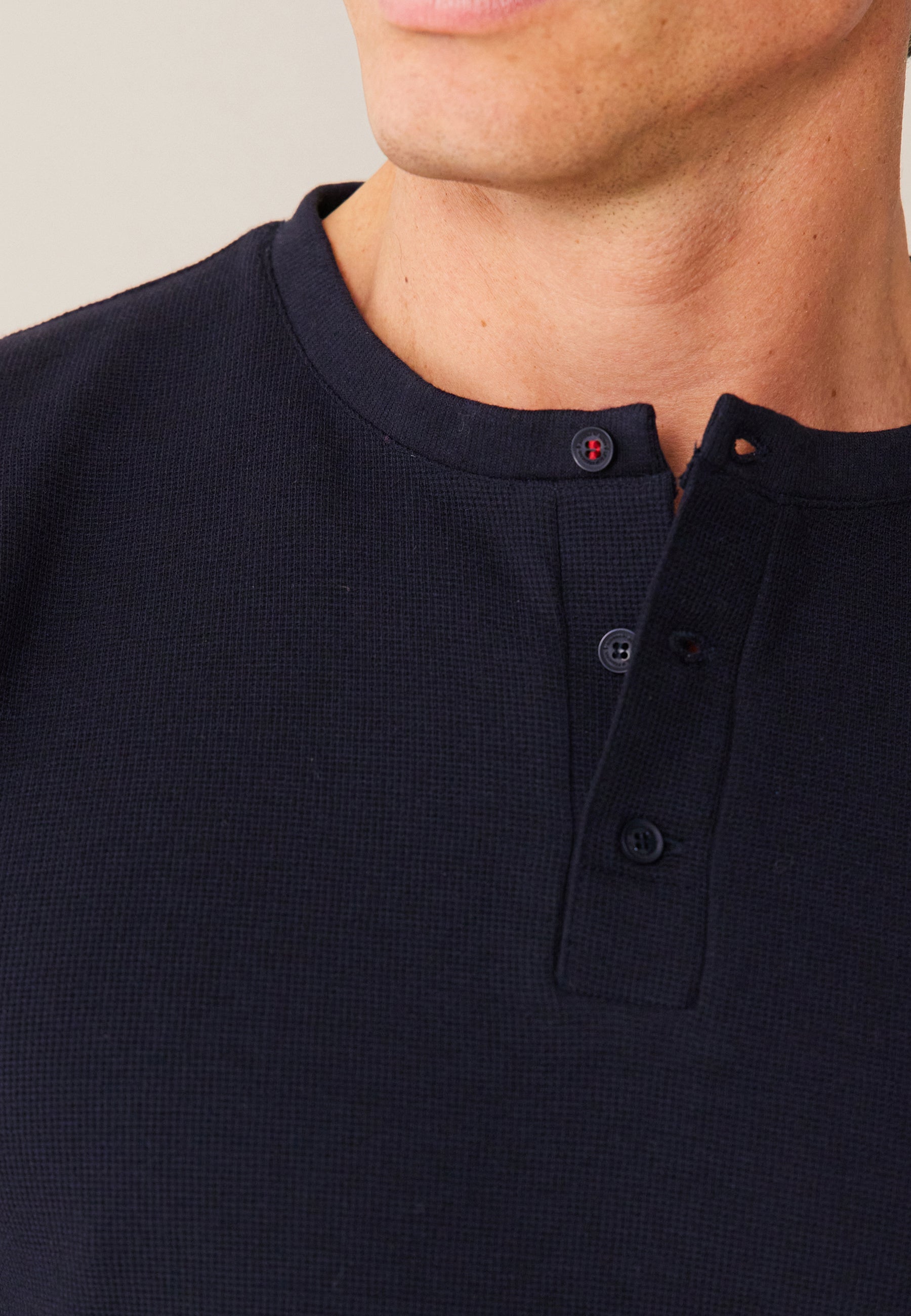 T-shirt de pyjama en coton gaufré-Marc-André Marine