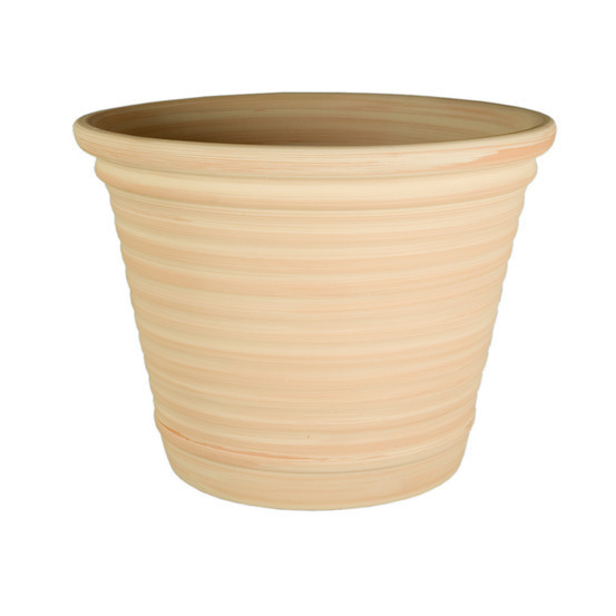 Pot Cuvier strié en terre cuite claire Ø 25 x H. 20 cm