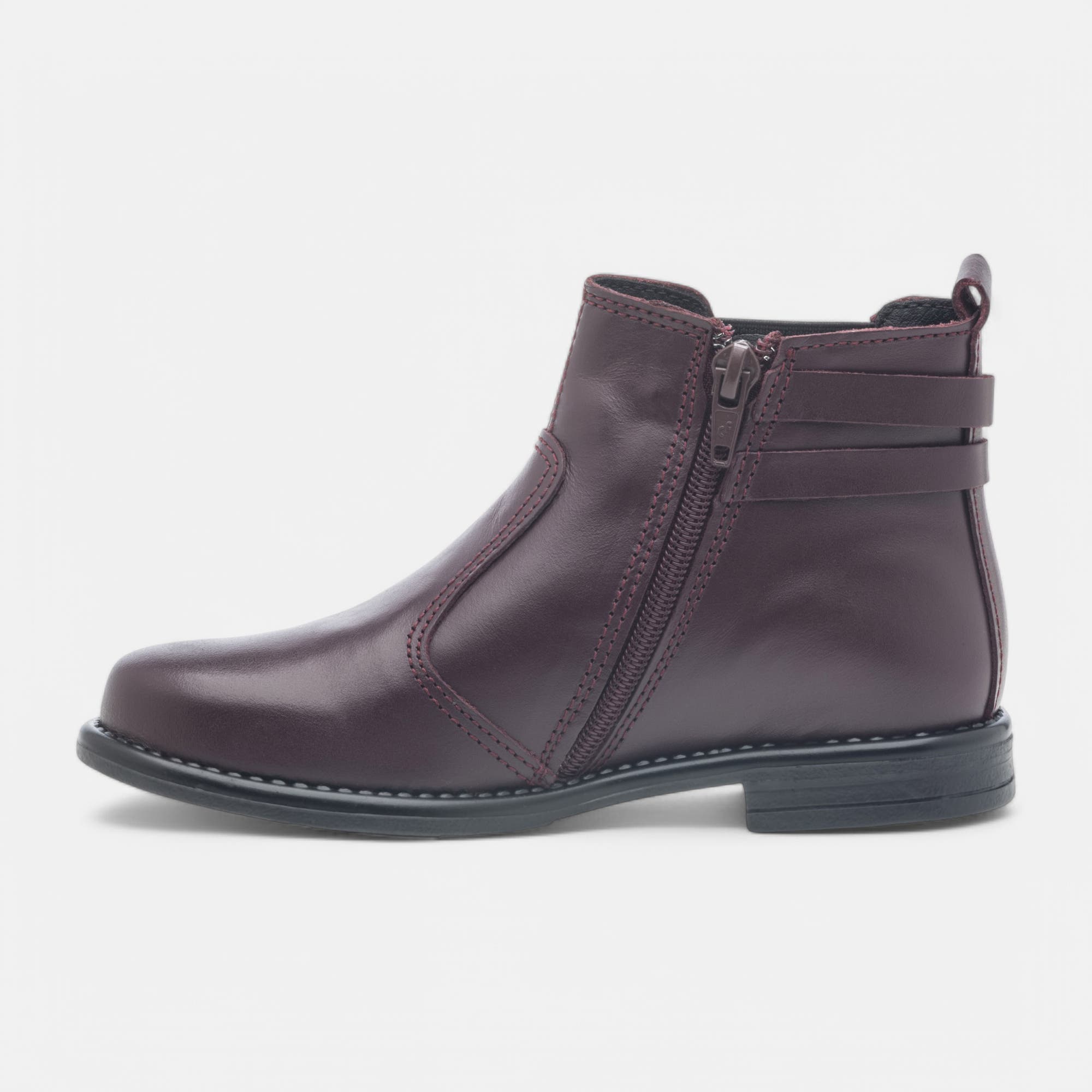 Bottines Fille en cuir bordeaux
