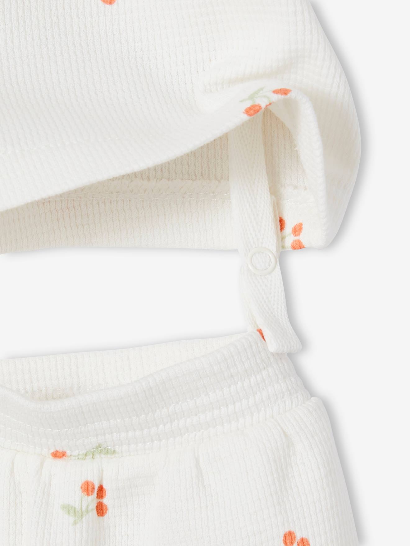 Conjunto de 2 pijamas de bebê em tricô favo de mel, rosa claro