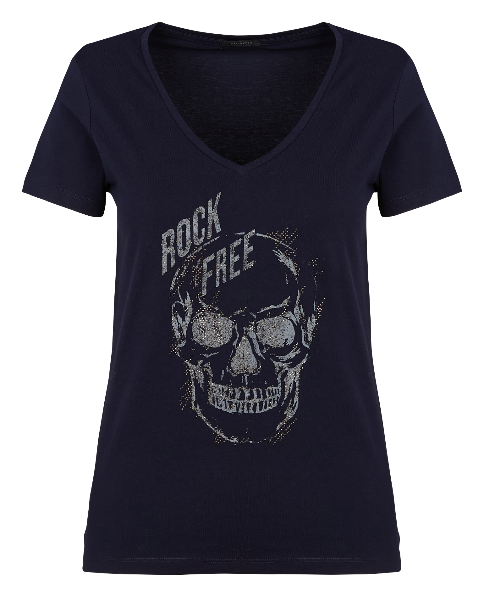 Tee-shirt imprimé et strass en coton | Bleu