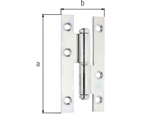 Uithefscharnier, links, 94 x 45 mm, sendzimir verzinkt