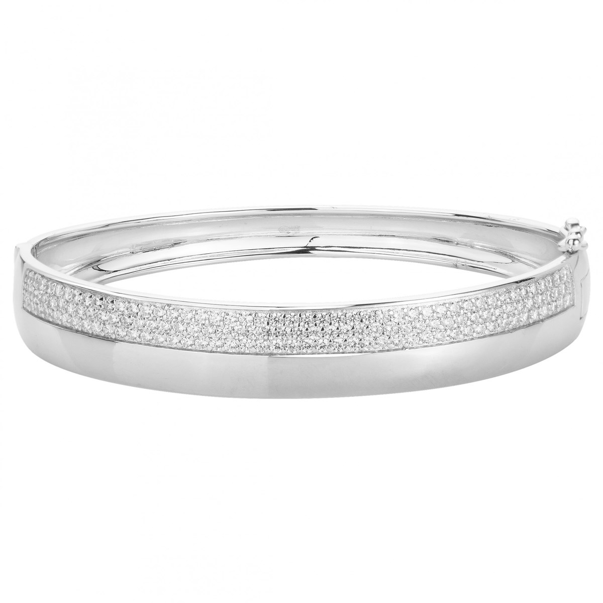 Bracelet semi-rigide en Argent avec oxyde de zirconium blanc