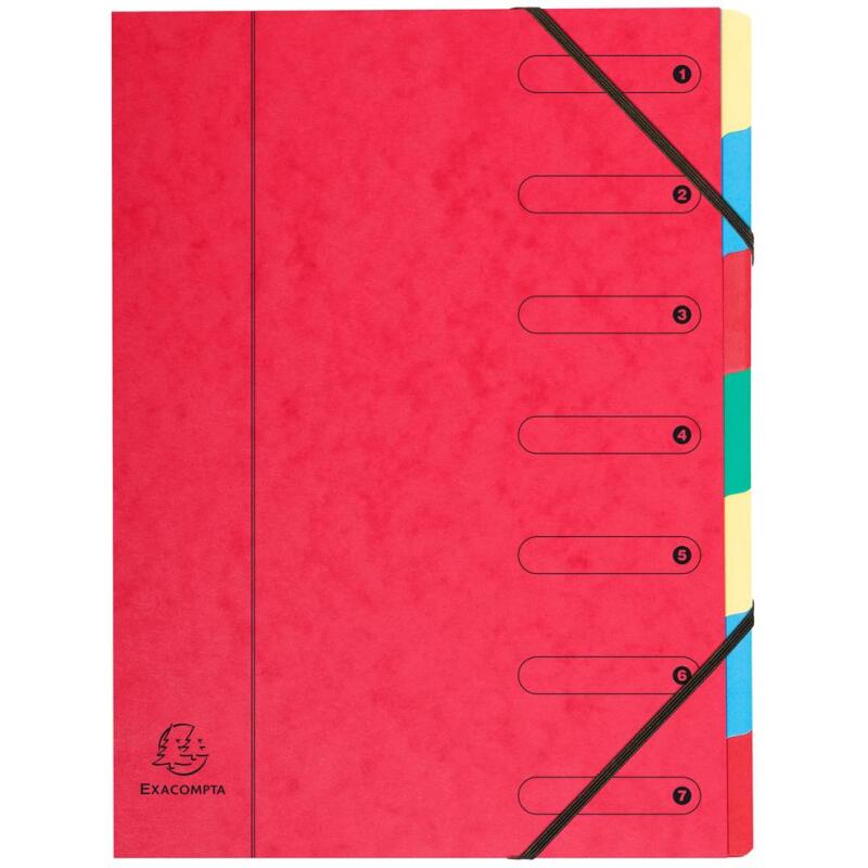 Trieur Harmonika fenêtres imprimées Véritable carte lustrée 7 compartiments - Couleurs assorties