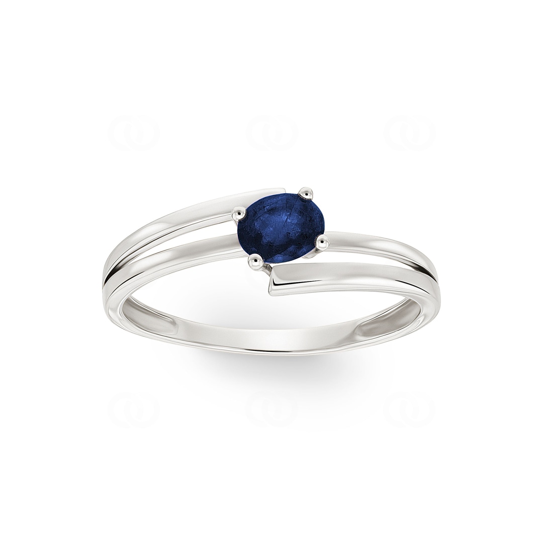 Damenring 750/18 K Weissgold mit Saphir