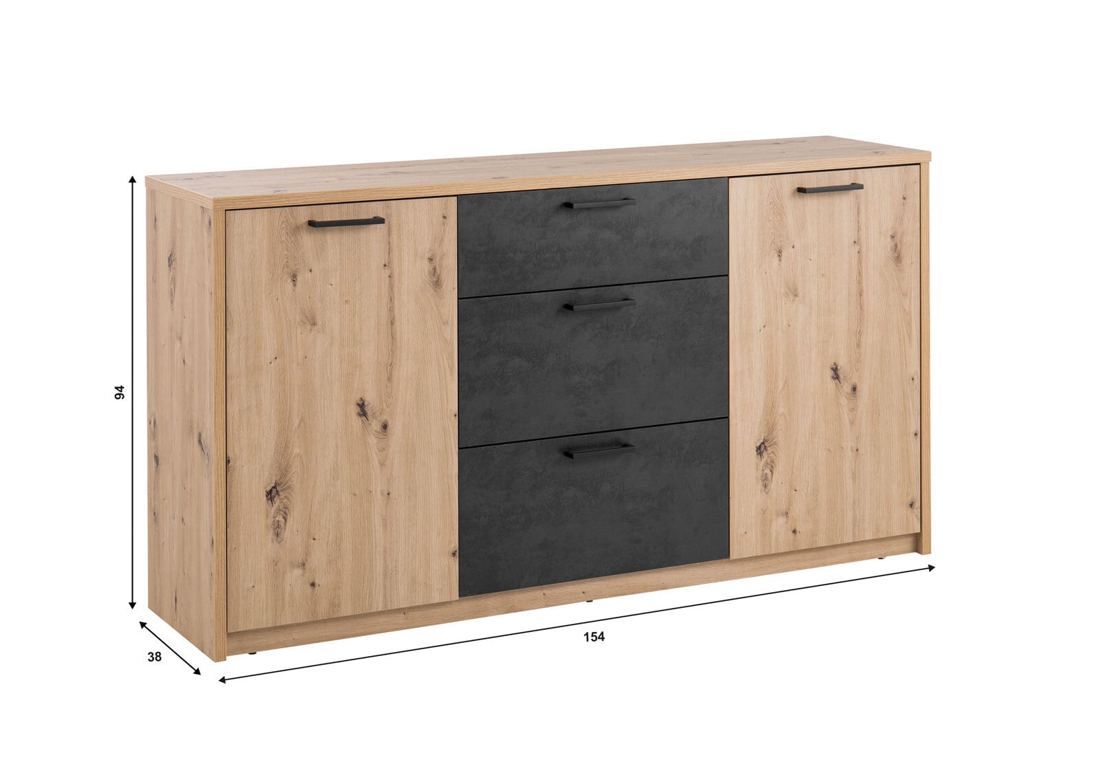 vito Kommode SPIEZ Artisan Eiche/ Terra Mater schwarz