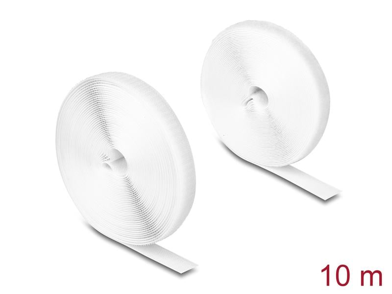 Delock Klettband 10 m x 20 mm mit Haft- und Flauschband Wei Delock Strapazierfähiges Klettband mit Haft- und Flauschband L 10 m x B 20 mm weiss