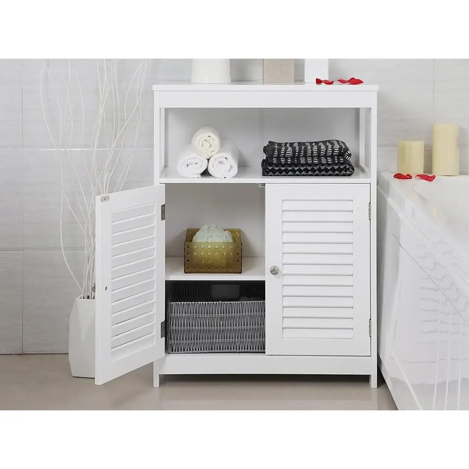 Parya Home - Badkamerkast - Vrijstaande Kast - 2 Deuren - Hout - Wit