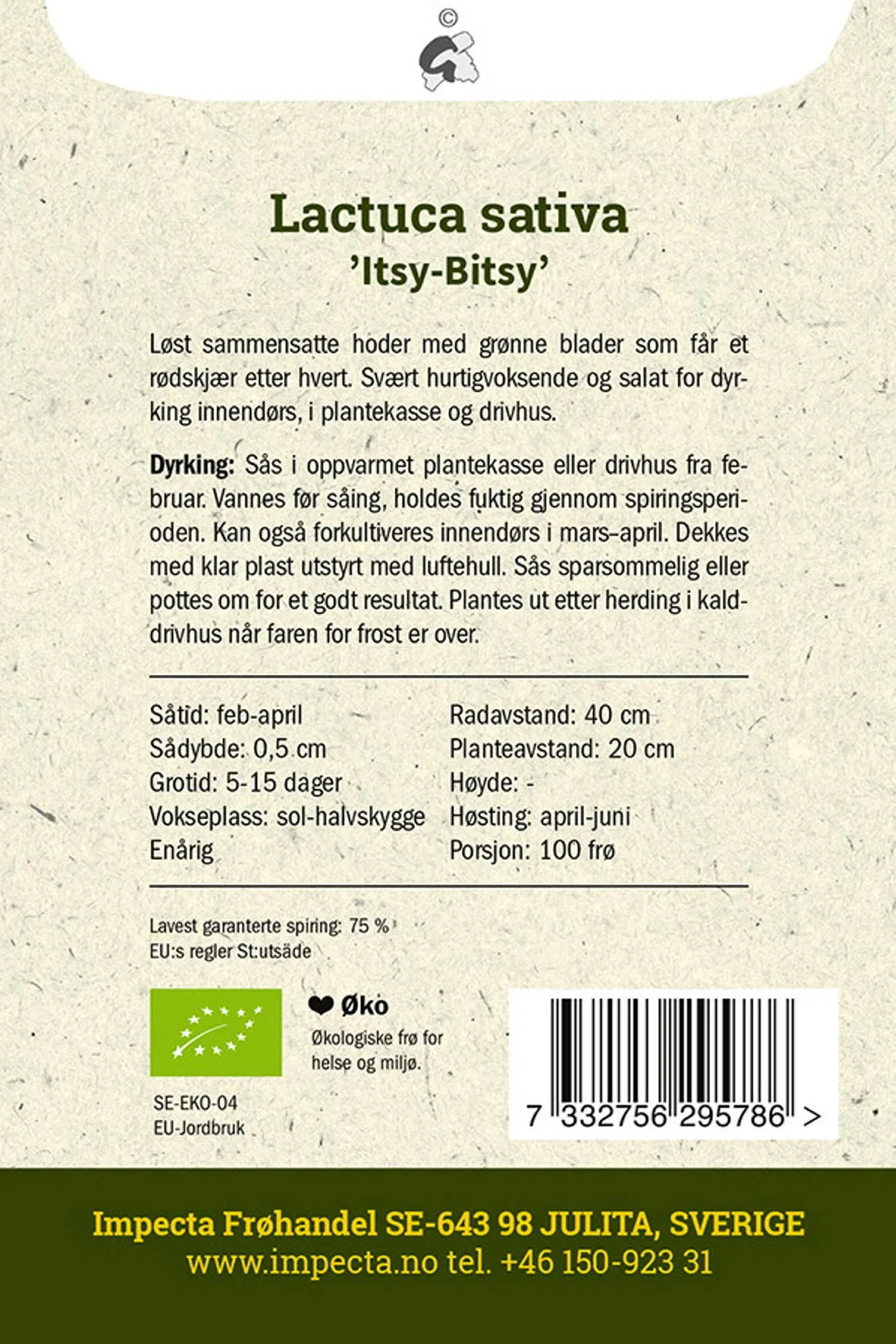 Lactuca sativa 'Itsy-Bitsy' Drivsalat 'Itsy-Bitsy'