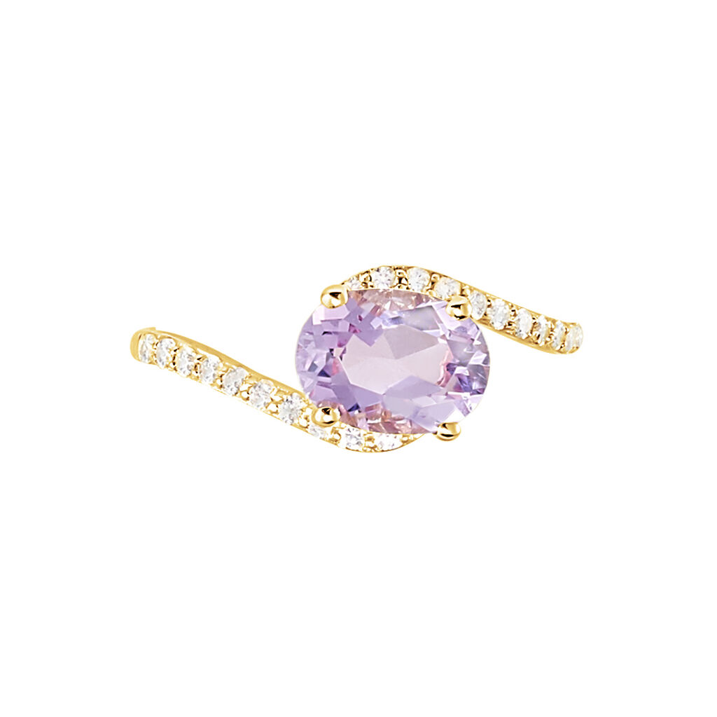 Bague Loriane Or Jaune Amethyste Et Oxyde De Zirconium