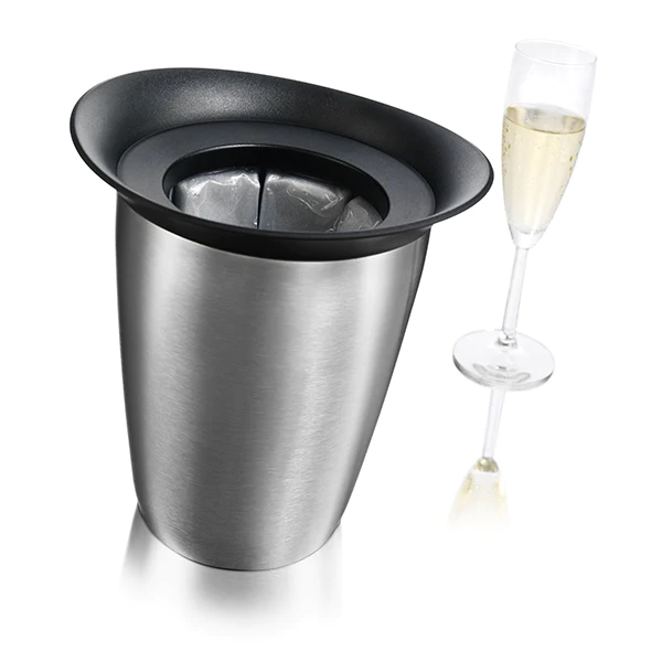 Seau refroidisseur à champagne en acier brossé Vacu vin