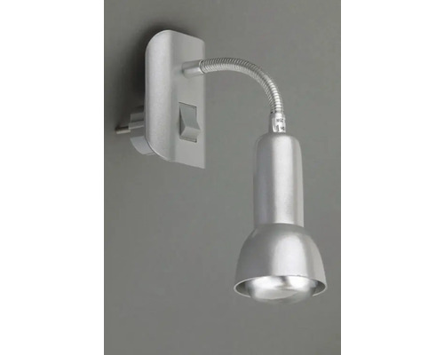 Stekkerlamp, leeslamp, H 22,5 cm, titaniumkleurig, stekkerspot