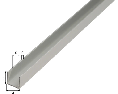 U-profiel aluminium zilver geanodiseerd 10x8x1,3 mm, 2 m