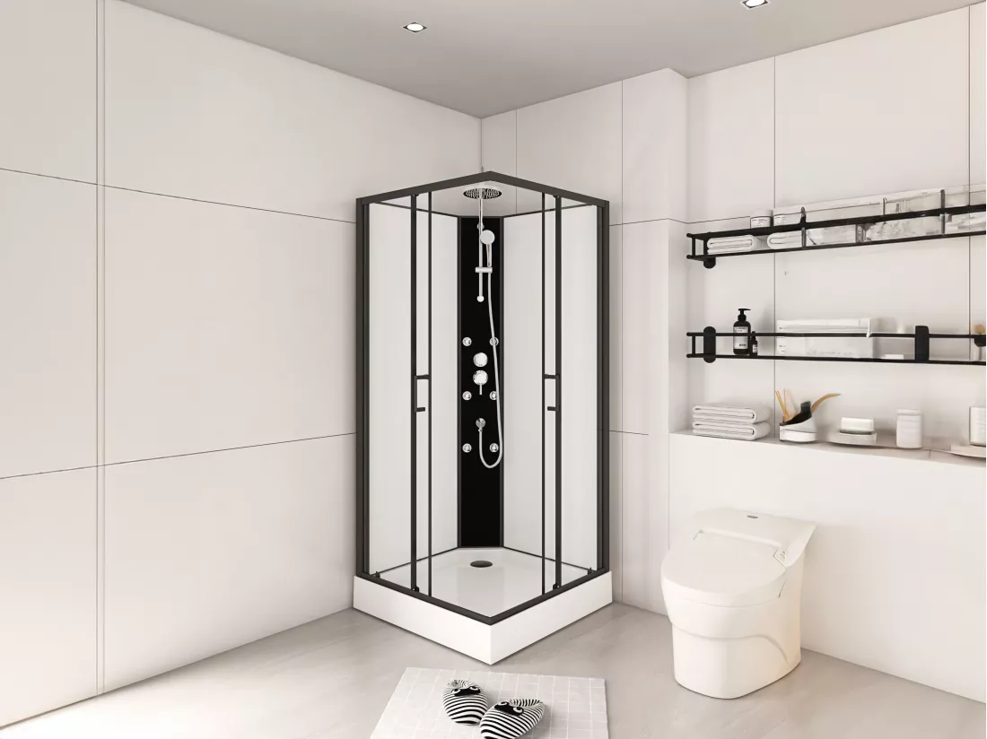 Cabine de douche d'angle hydromassante - L80 x l80 x H225 cm - KIVORA