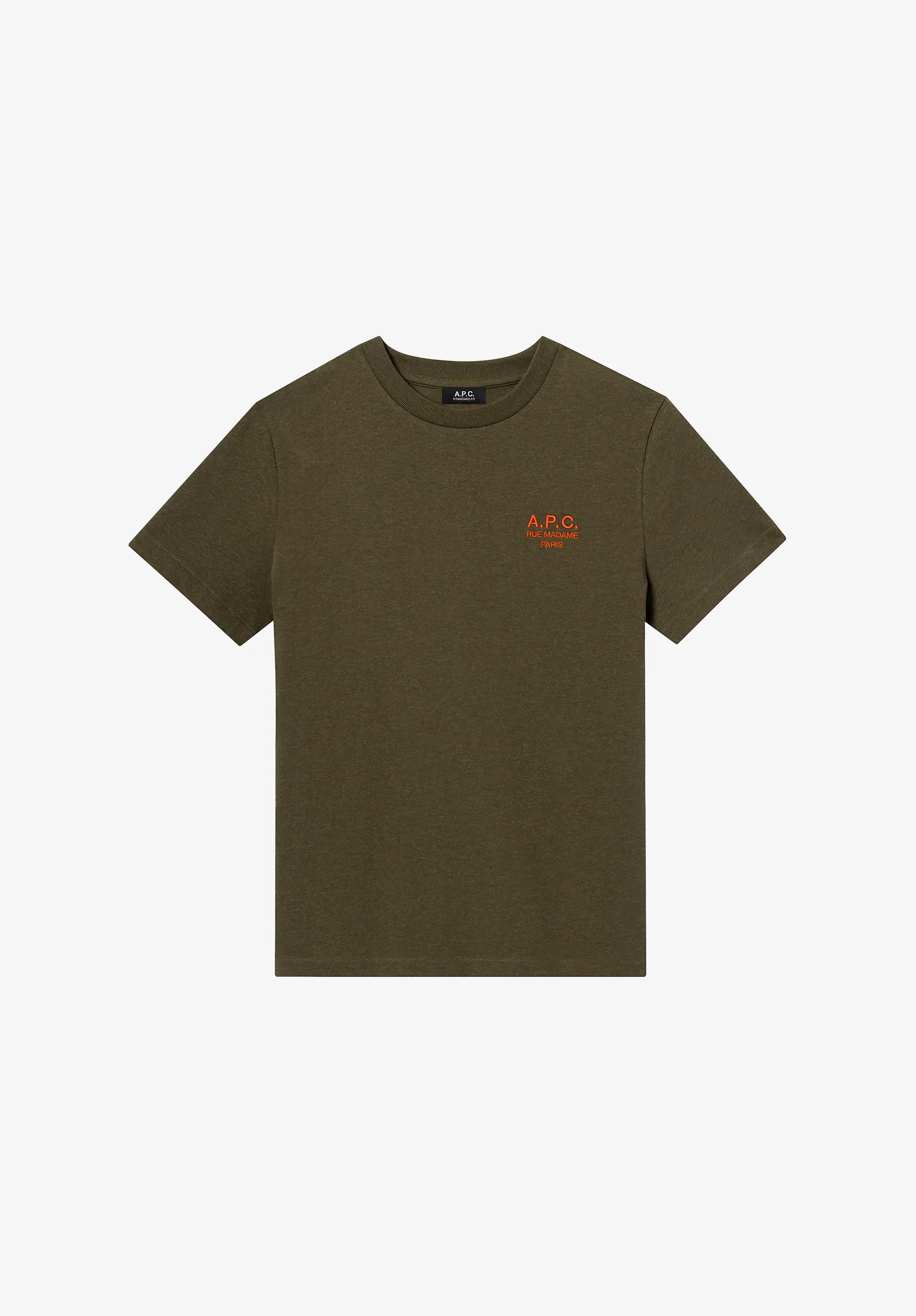t-shirt standard rue madame GOTS - Kaki chine/rouge