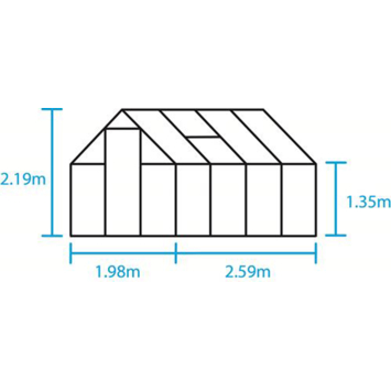 Tuinkas Royal Well Qube 68 zwart gecoat met 3mm veiligheidsglas