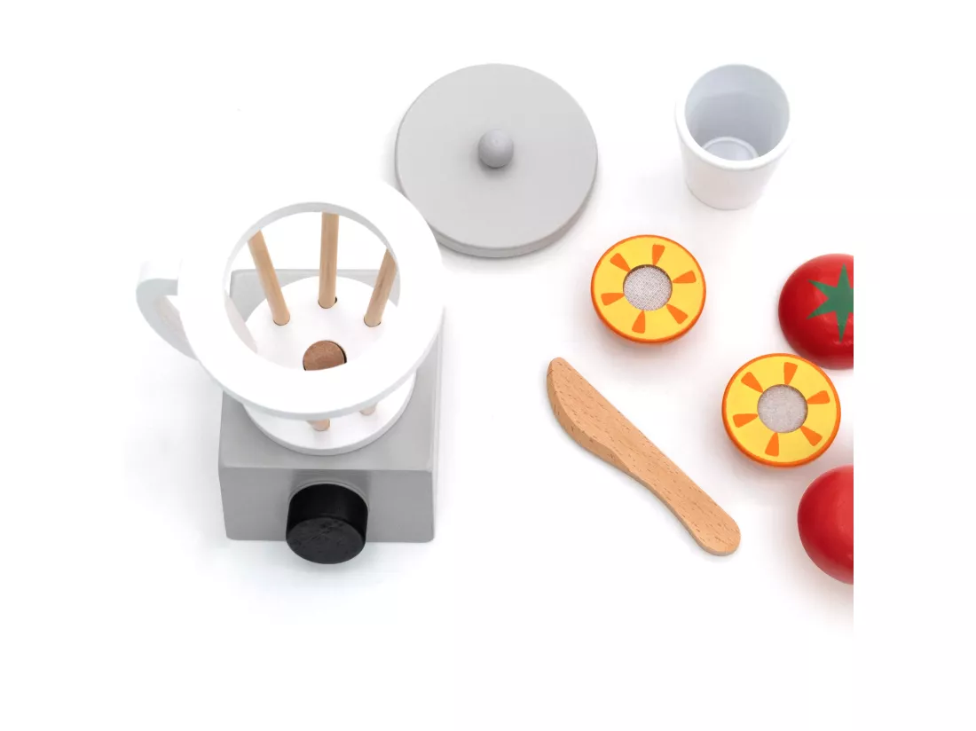 Dinette Set de Cuisine Jouet Montessori Robincool Smoothie Lab 11x9,5x15 cm en Bois Éco avec Accessoires Inclus