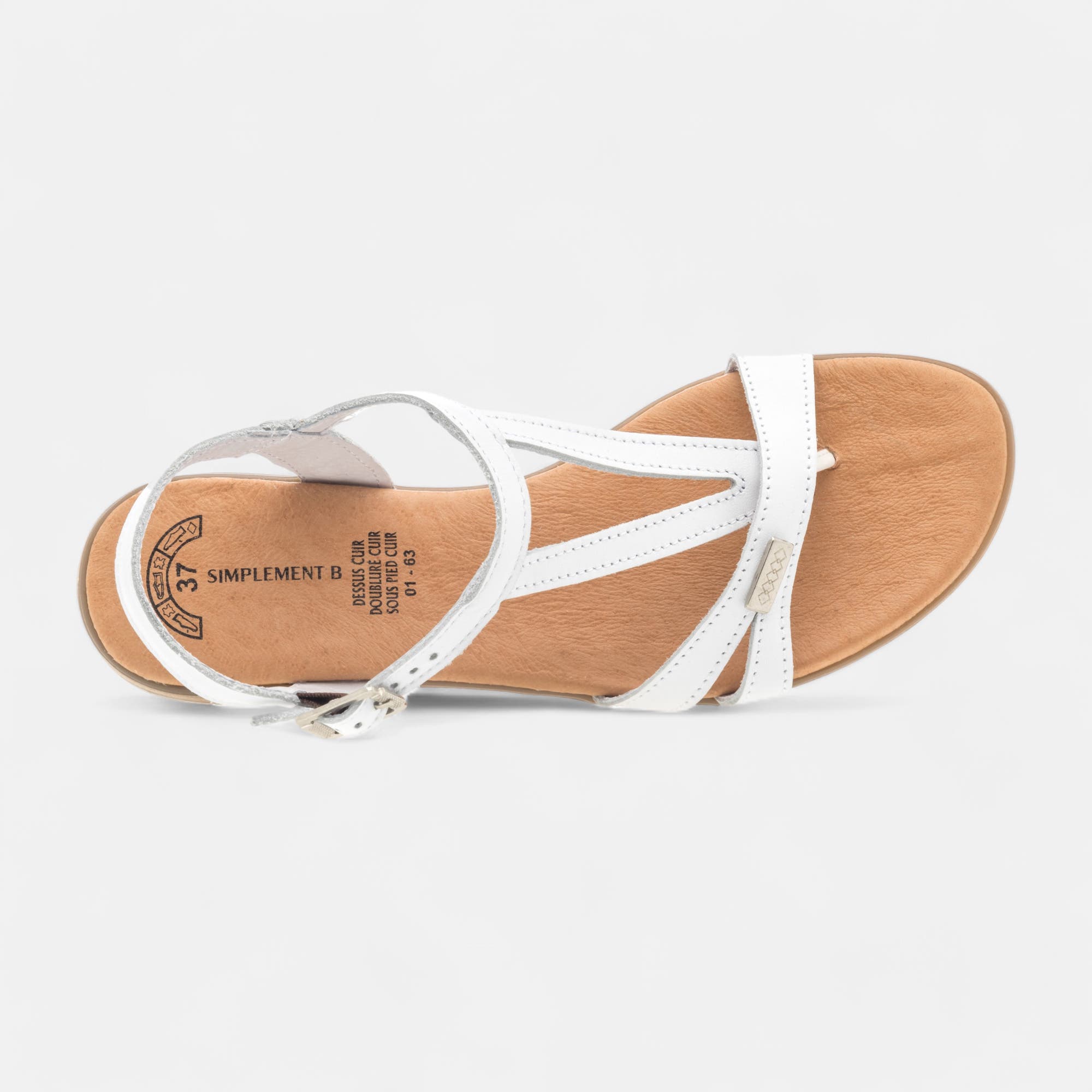 Sandales Femme en cuir blanc