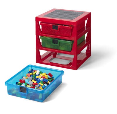 LEGO Oppbevaringshylle med 3 skuffer, Rød