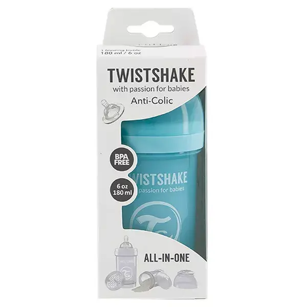 Mamadeira anticólica Twistshake para bebês, azul pastel, +0 meses, 180ml