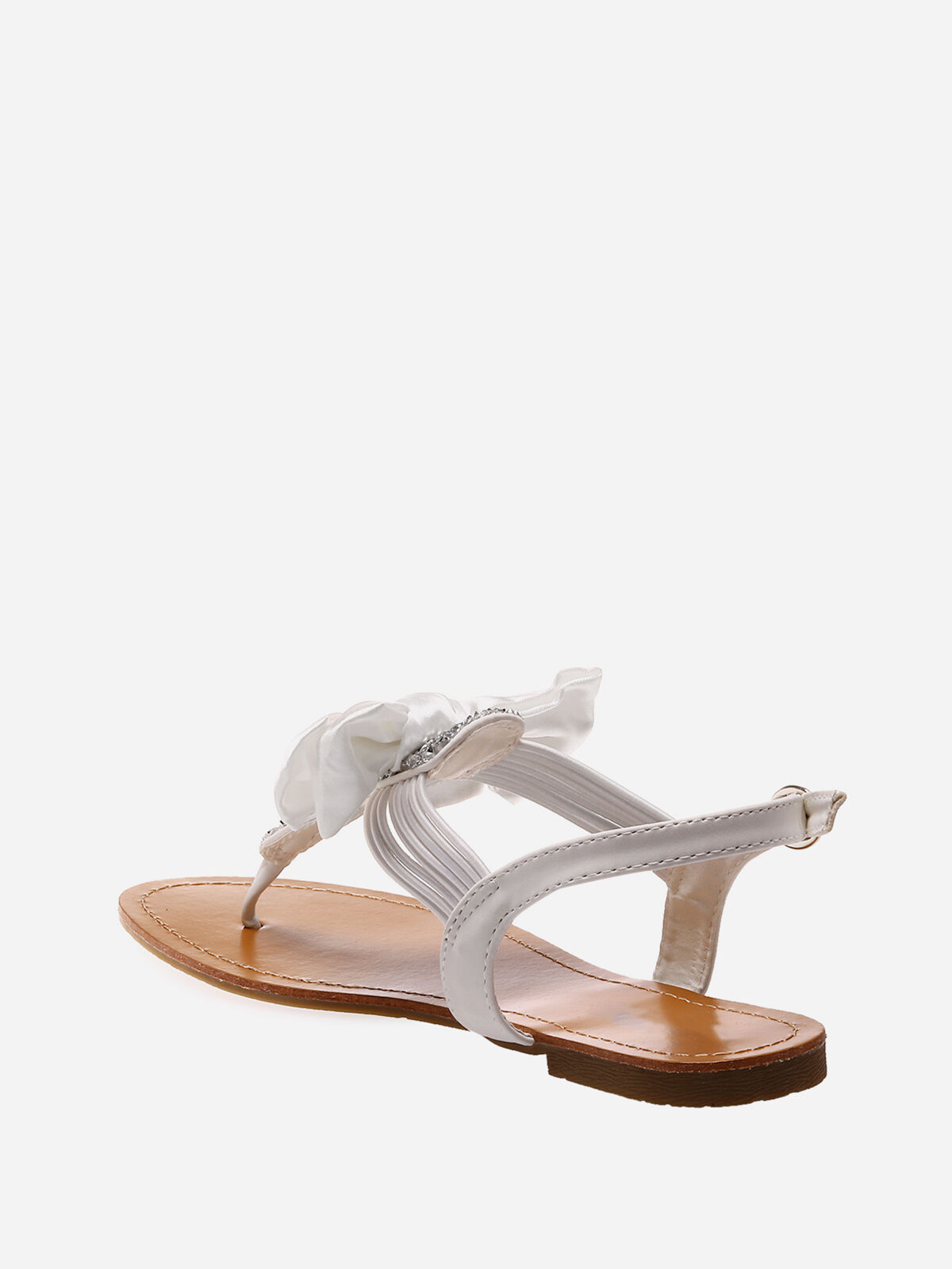 Sandales à strass et noeud- Blanc
