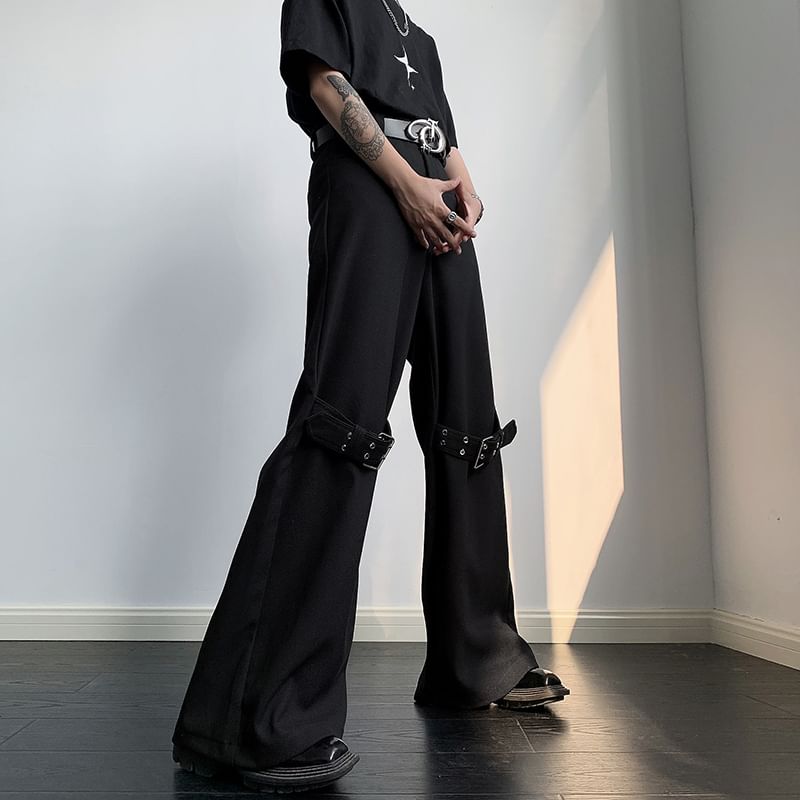 ravewider - Hoge taille effen uitlopende broek
