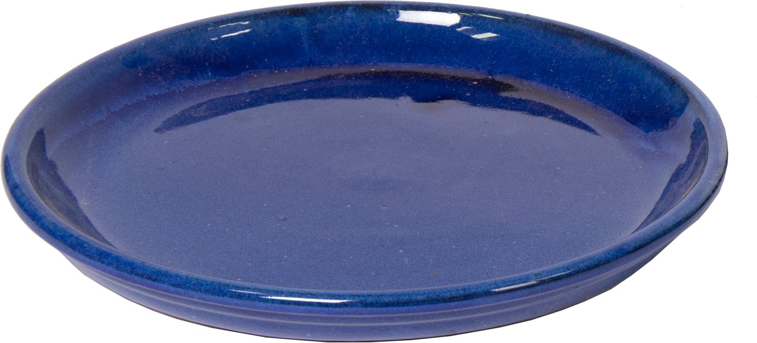 Mega Collections plantenschotel Glazed blauw D 24 H 3,5 cm