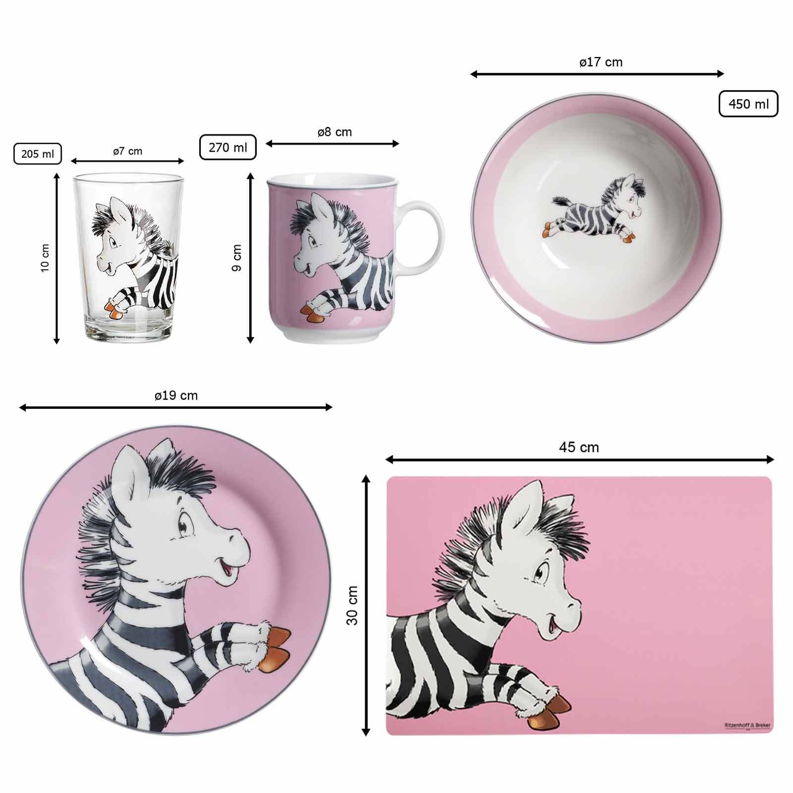 Ritzenhoff & Breker Geschirr-Set mit Kinderbecher Happy Zoo Zebra 7er Set