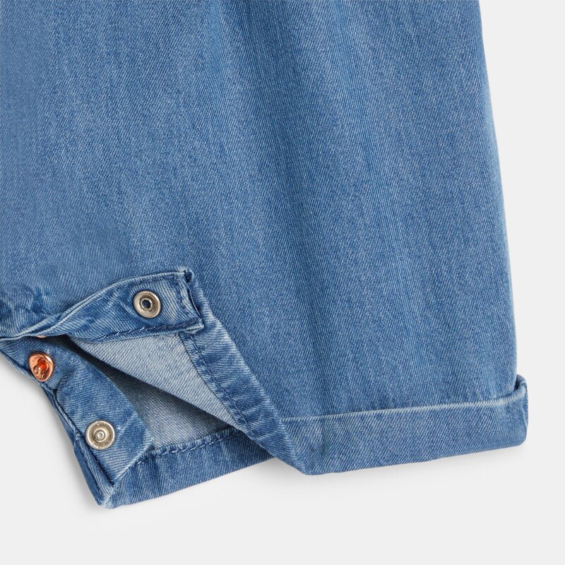 Combi courte en jean bleu bébé fille Bleu