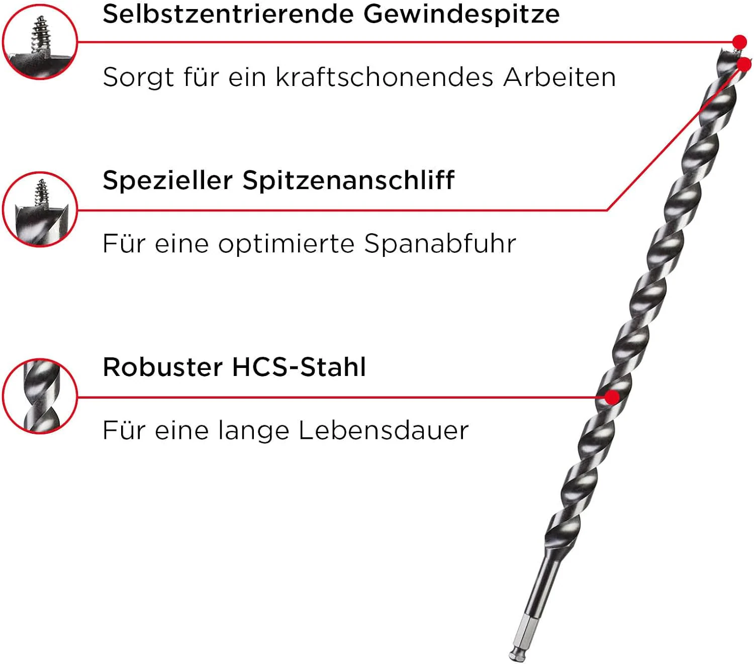 kwb DOUBLE CUT Japan Schlangenbohrer ø 14 mm, 460 mm, PTFE-Antihaftbeschichtung, spezieller Spitzenanschliff, mit selbstzentrierender Gewindespitze, hochpräziser Rundlauf, 11 mm Sechskantschaft